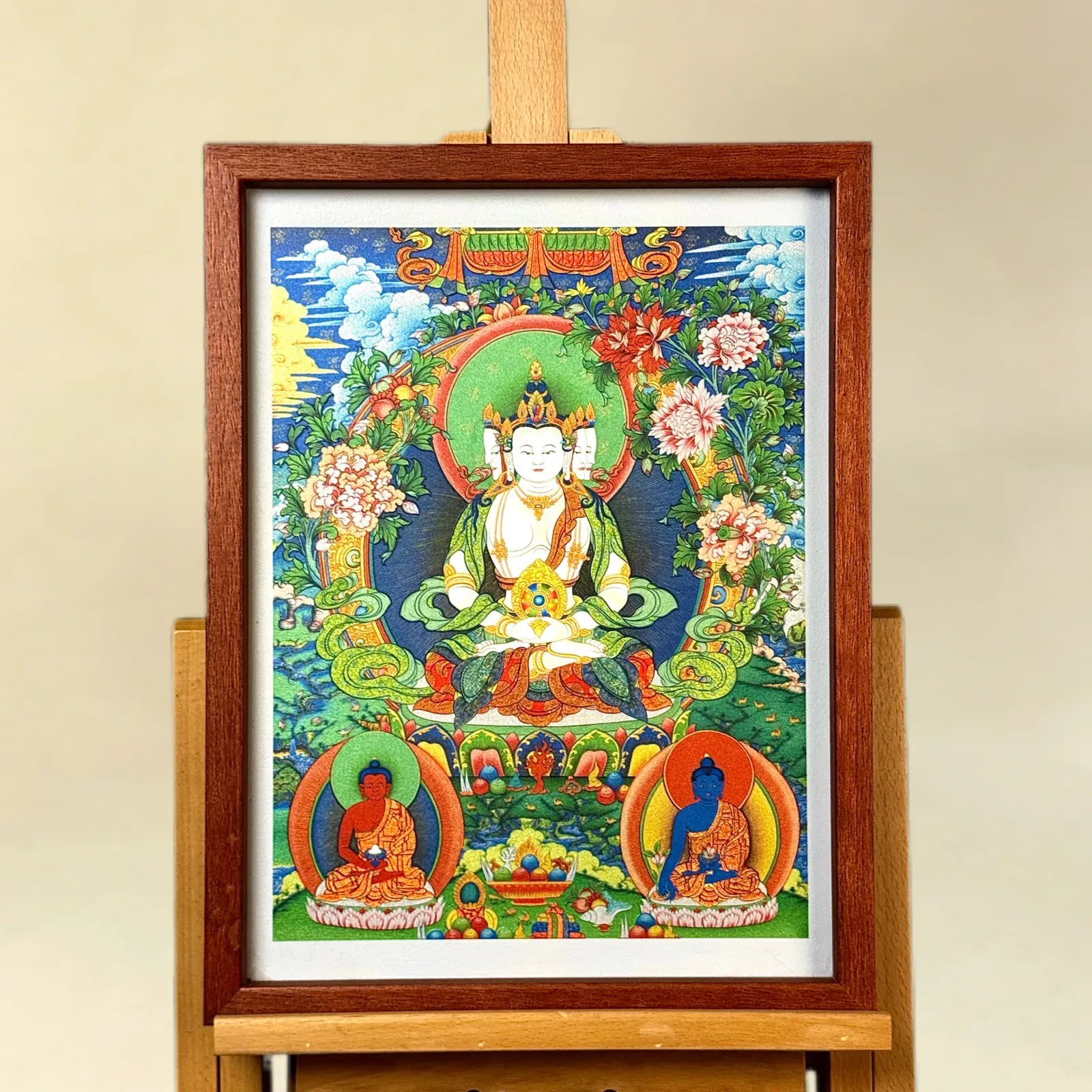 A relief artwork of Vairocana, as a wall piece, photographed front on.